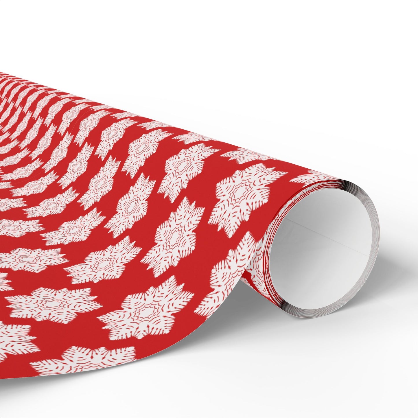 Christmas Wrapping Paper Roll — Red with White Snowflake Pattern