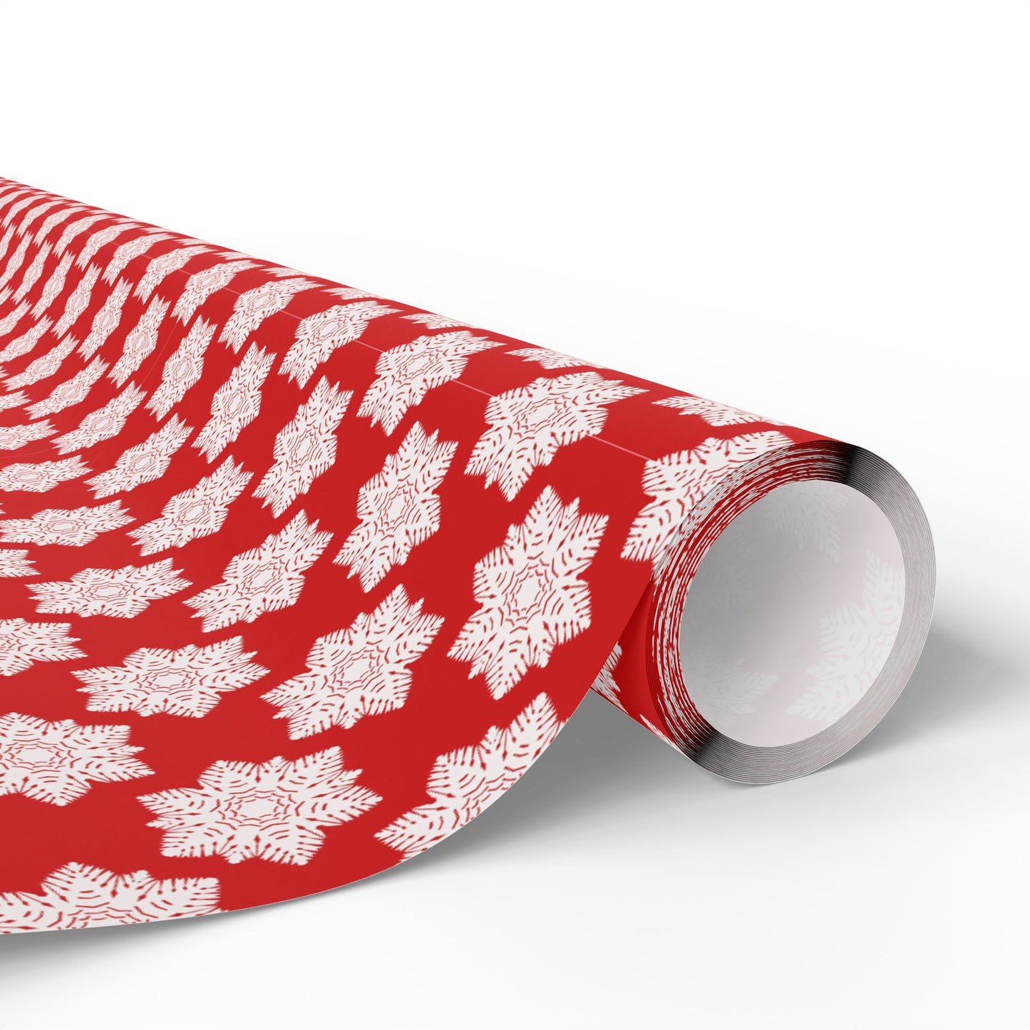 Christmas Wrapping Paper Roll — Red with White Snowflake Pattern
