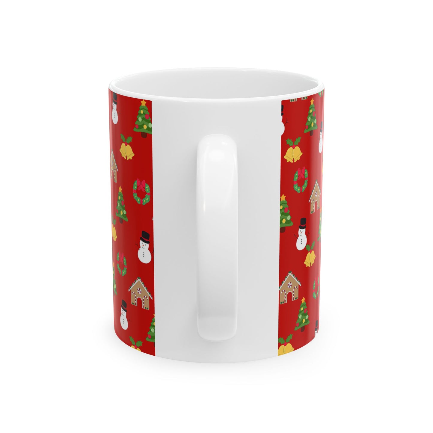 Festive Trees, Snowmen & Wreaths - Christmas Pattern Ceramic Mug (11oz)