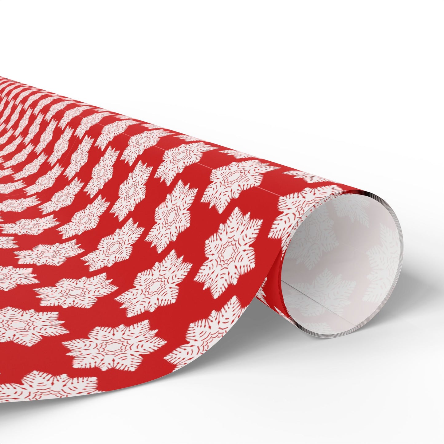 Christmas Wrapping Paper Roll — Red with White Snowflake Pattern