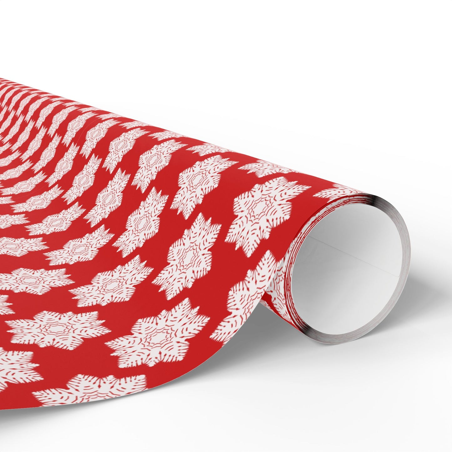 Christmas Wrapping Paper Roll — Red with White Snowflake Pattern