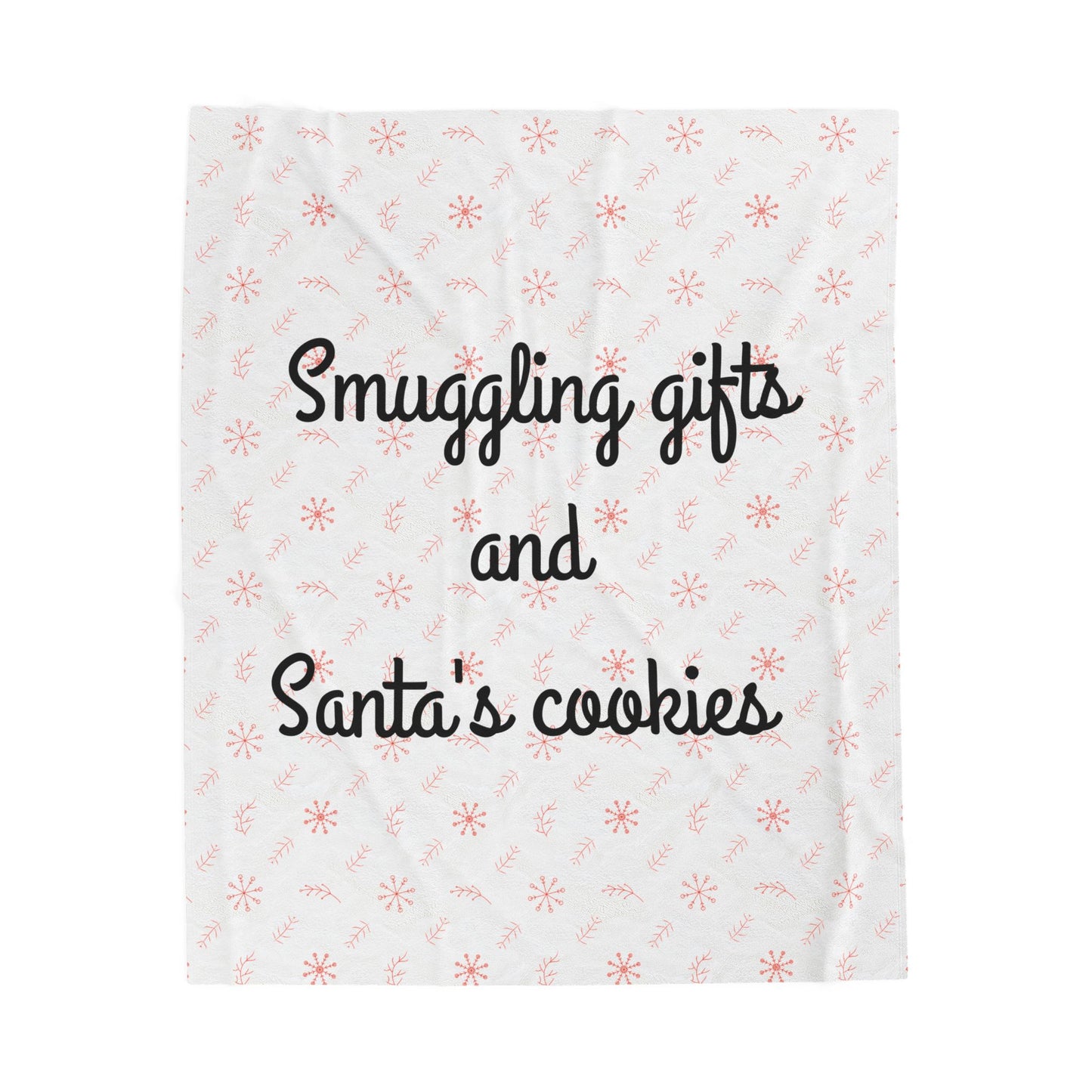 "Smuggling Gifts and Santa's Cookies" - Plush Holiday Blanket  Velveteen Throw