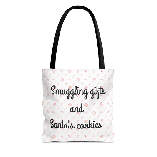 "Smuggling Gifts and Santa's Cookies" - Christmas Tote Bag/ Holiday Gift Bag
