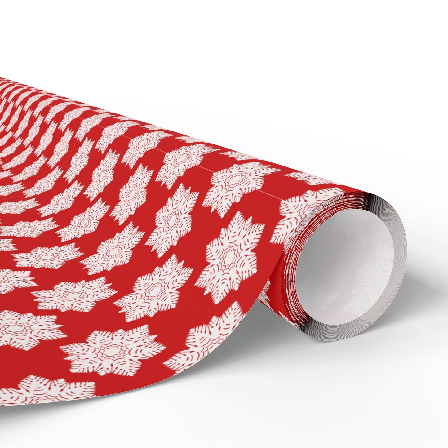 Christmas Wrapping Paper Roll — Red with White Snowflake Pattern